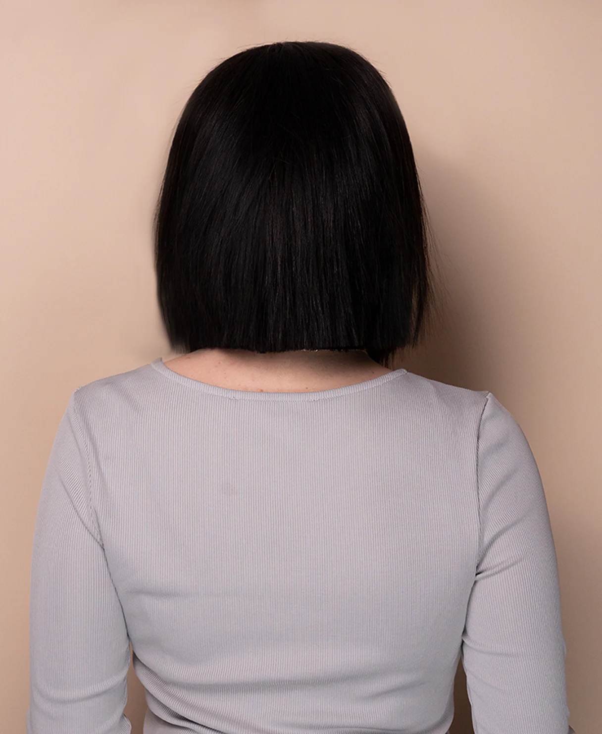 put on & go pre-cut lace bob human wig - 10" natural black. - Image 2