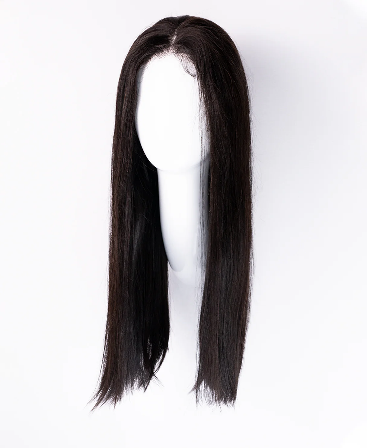 put on & go pre-cut lace straight human wig - 20" natural black. - Image 7