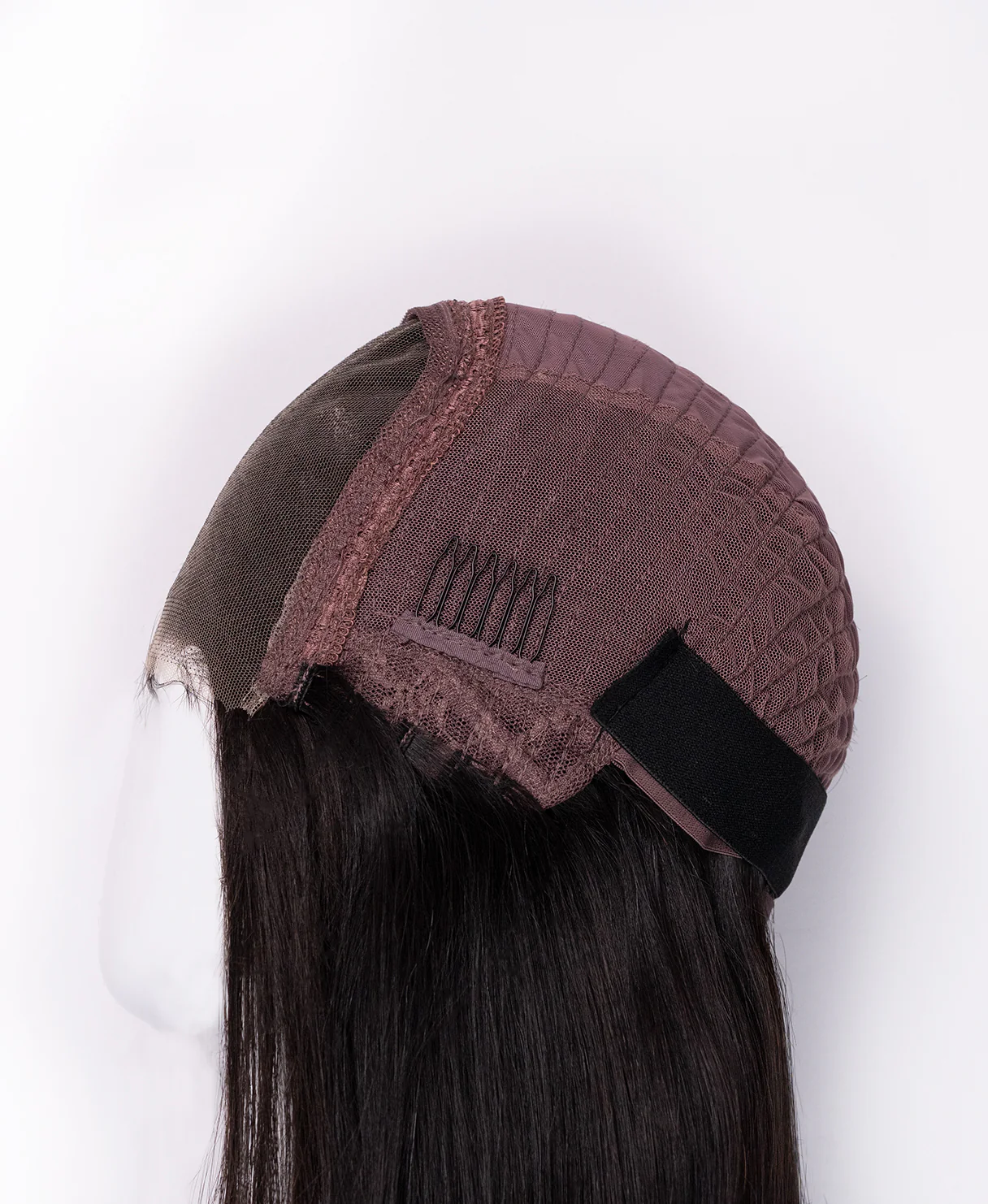 put on & go pre-cut lace straight human wig - 20" natural black. - Image 8