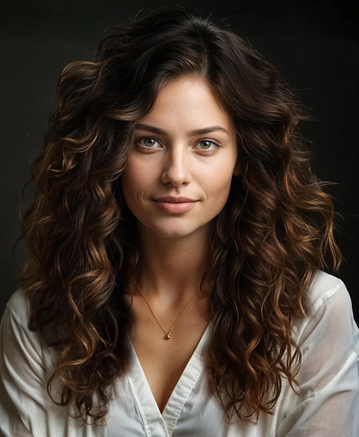 curly (3A curls) tape-in hair extensions mocha balayage.