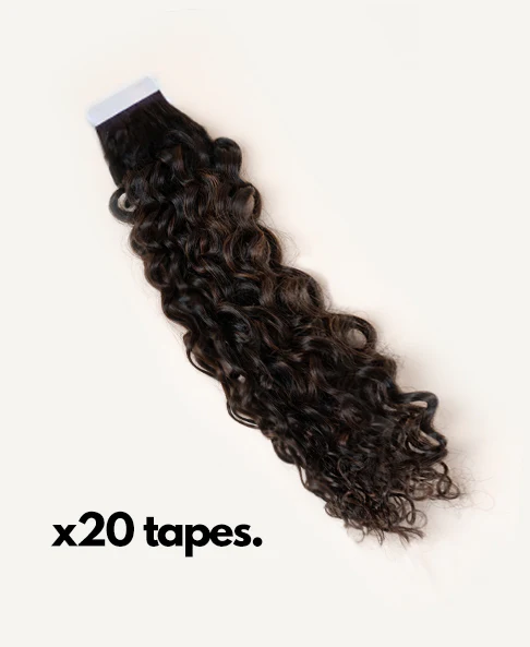 curly (3A curls) tape-in hair extensions mocha balayage. - Image 3