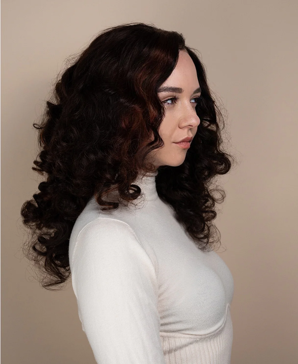 4x4 lace front human wig - 18" 3a curly brown highlights. - Image 11