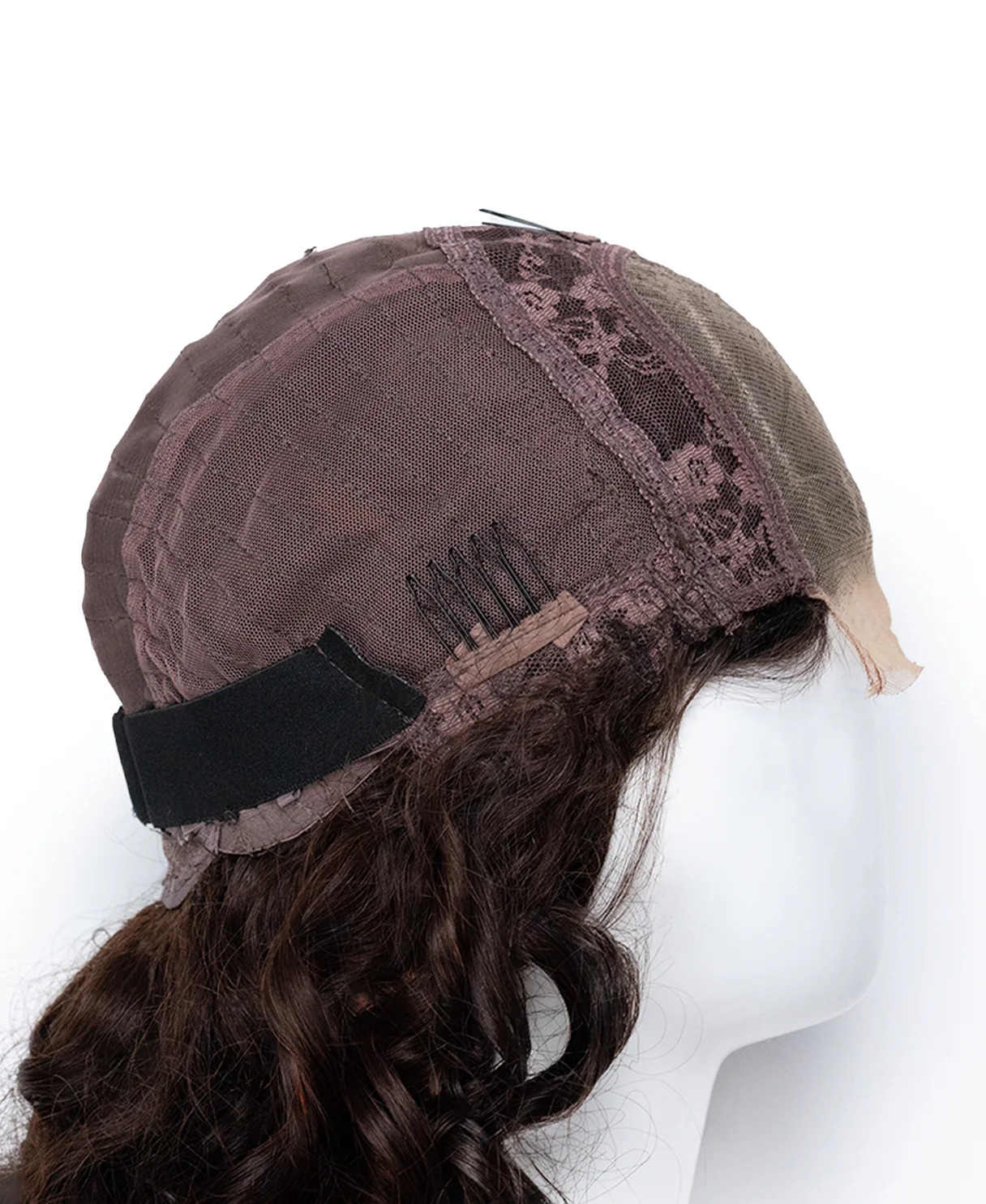 4x4 lace front human wig - 18" 3a curly brown highlights. - Image 5