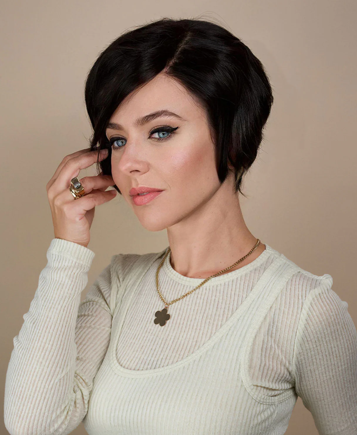 4x4 side bang lace front wig - 6" dark brown. - Image 3