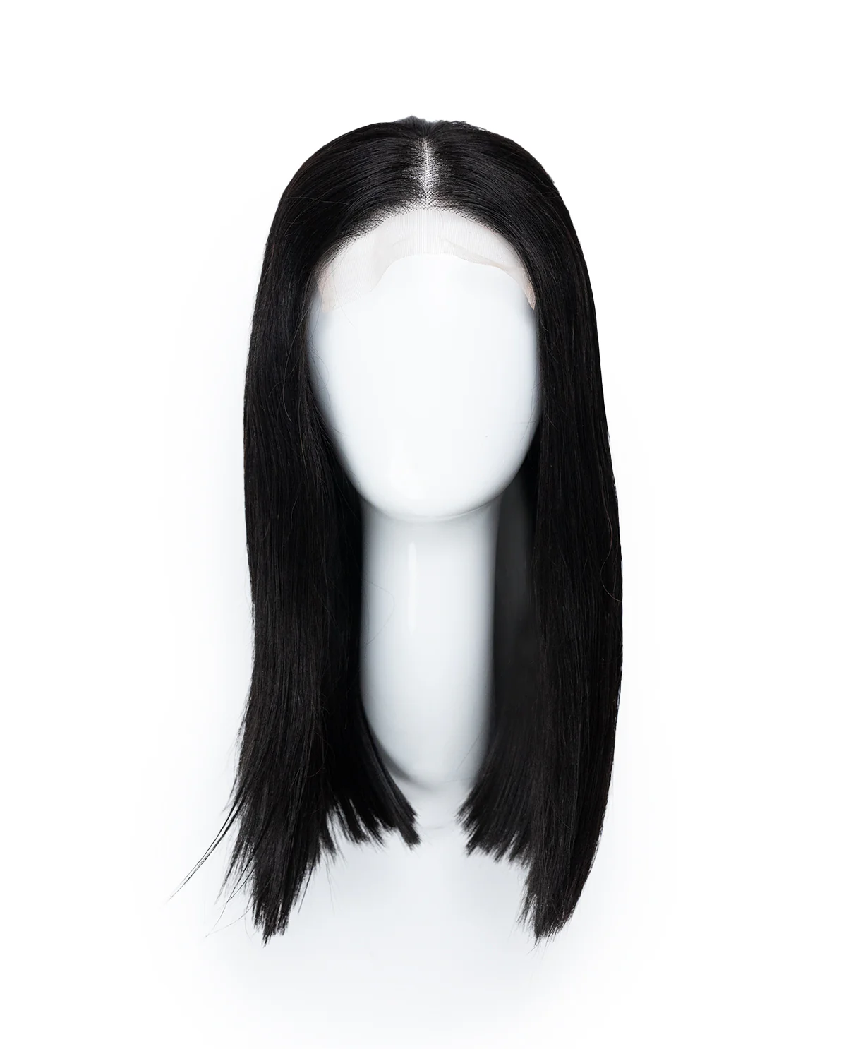 5x5 lace front blunt cut wig - 14" natural black. - Image 7