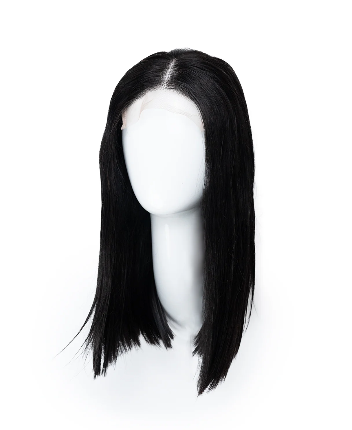 5x5 lace front blunt cut wig - 14" natural black. - Image 8