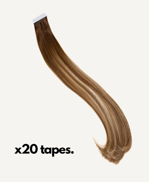 tape-in hair extensions rooted beige highlights. - Image 3