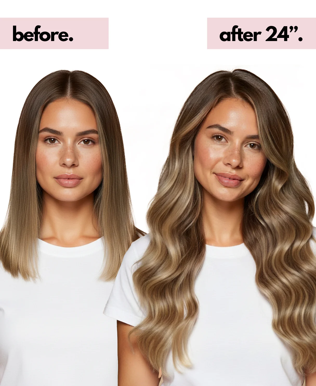 invisible clip-in hair extensions rooted beige highlights. - Image 4