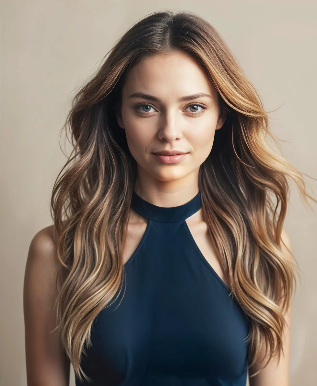 invisible clip-in hair extensions rooted beige highlights. - Image 9