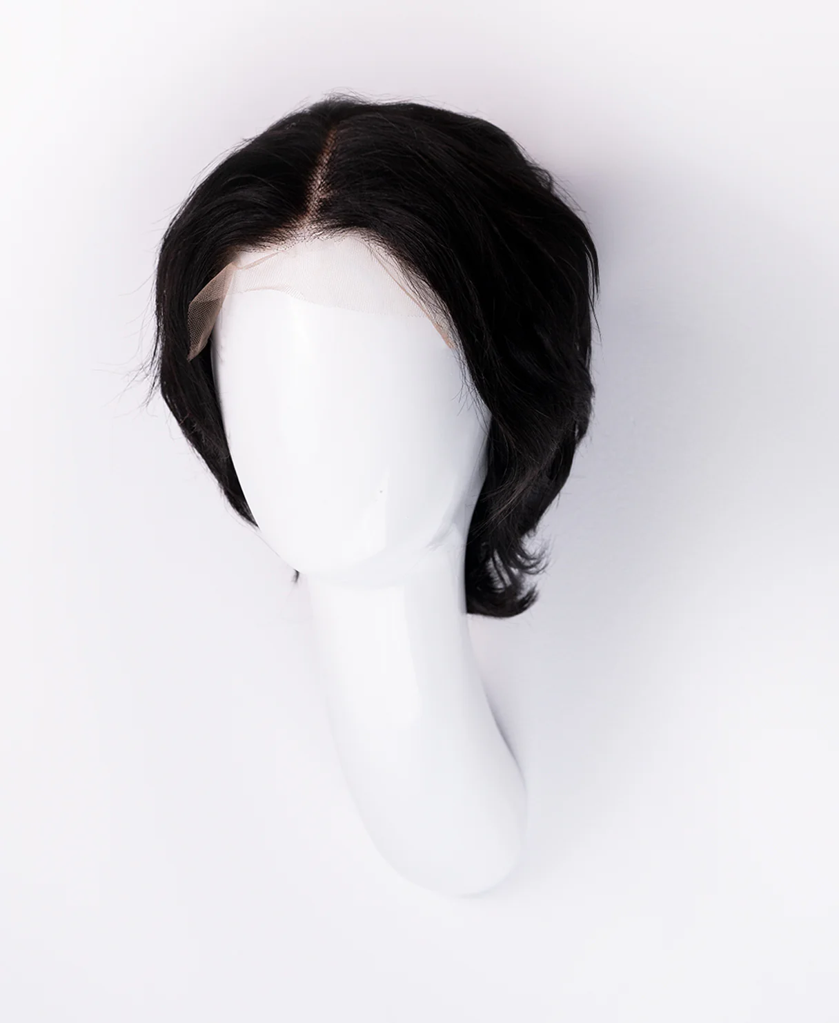 layered lace front human wig - 8" natural black. - Image 6