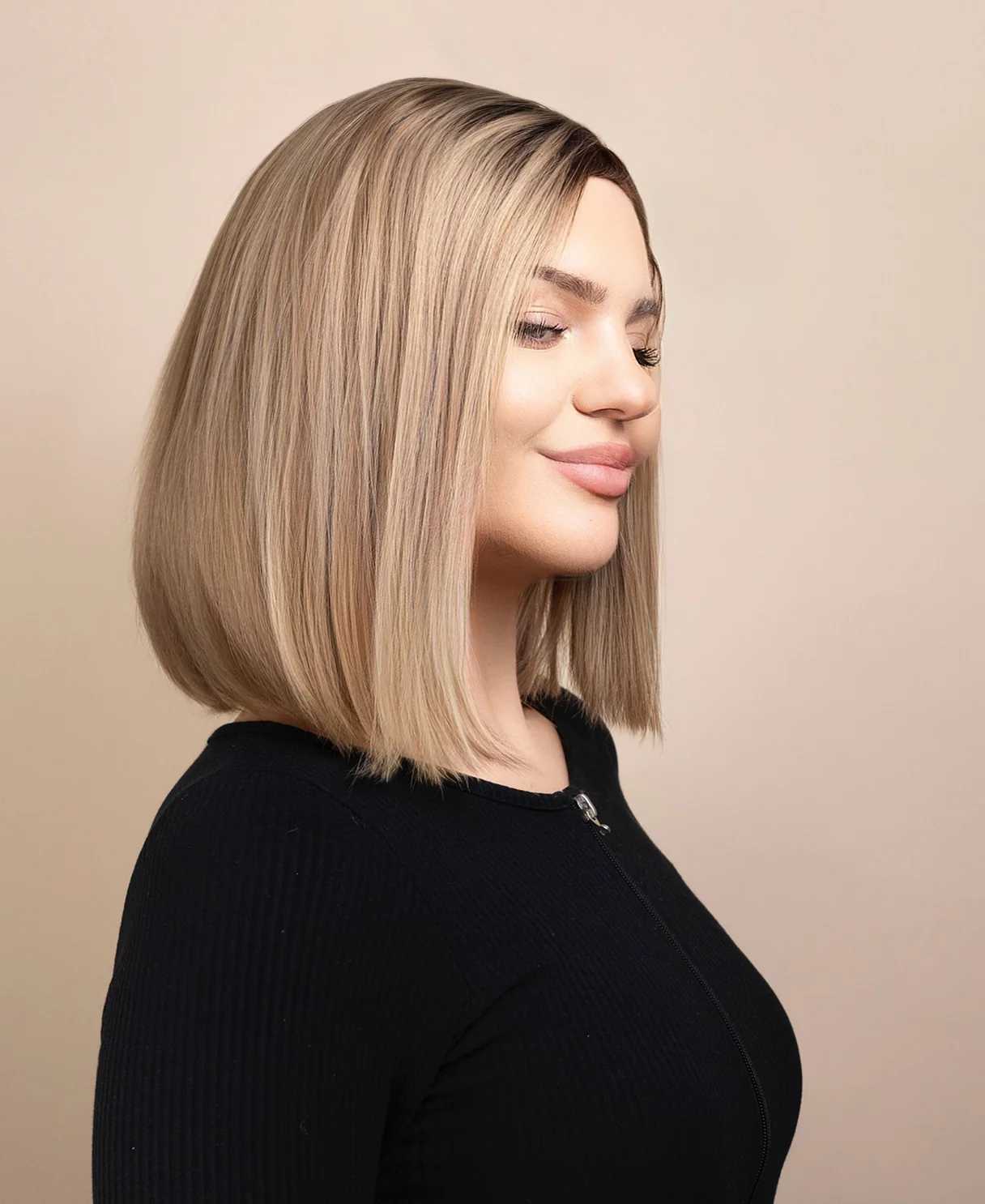 bob human wig - 10" rooted dirty blonde. - Image 3