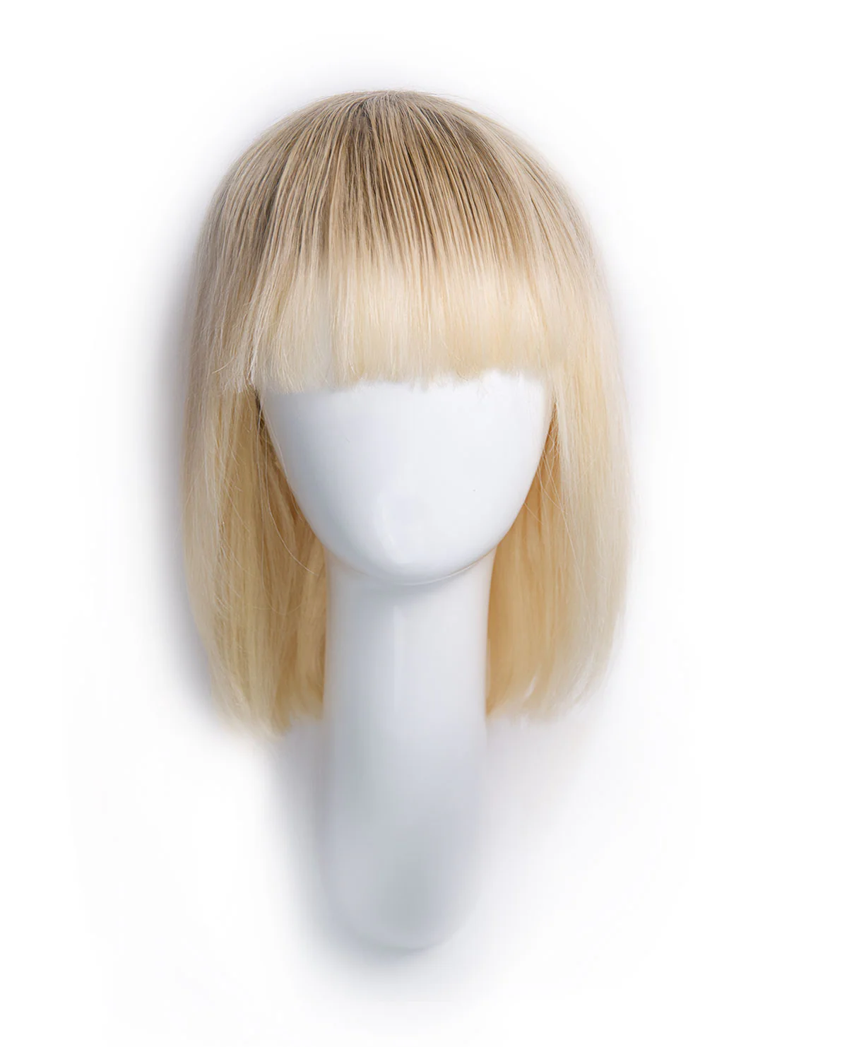 bob wig with fringe - 10" rooted platinum blonde. - Image 5