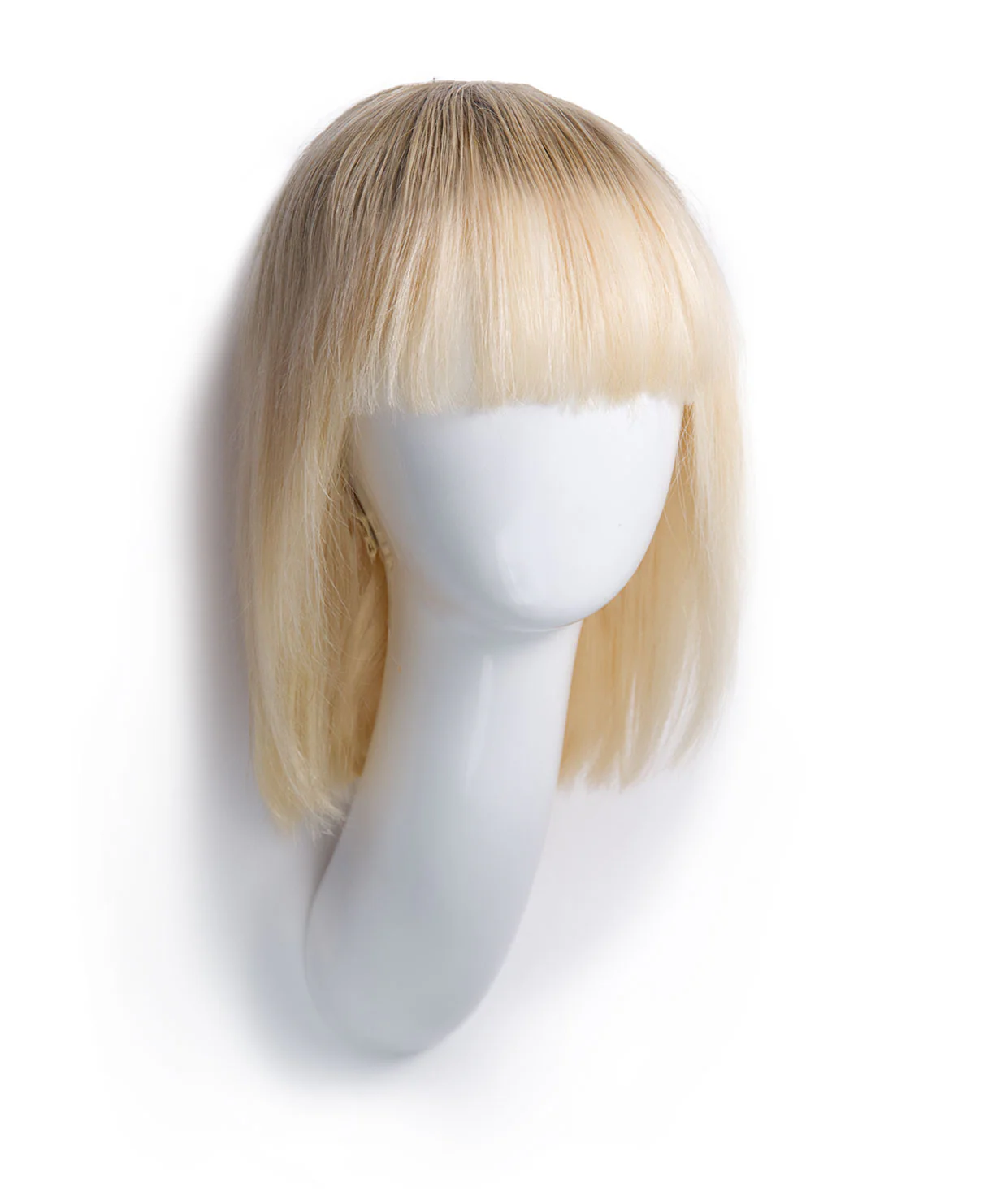 bob wig with fringe - 10" rooted platinum blonde. - Image 6