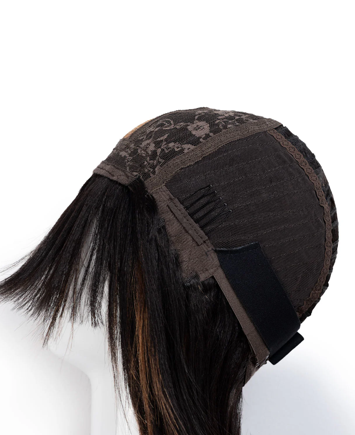 bob wig with fringe - 12" highlighted brown. - Image 7