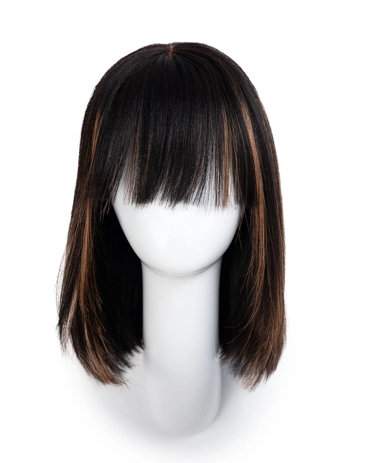 bob wig with fringe - 12" highlighted brown. - Image 8