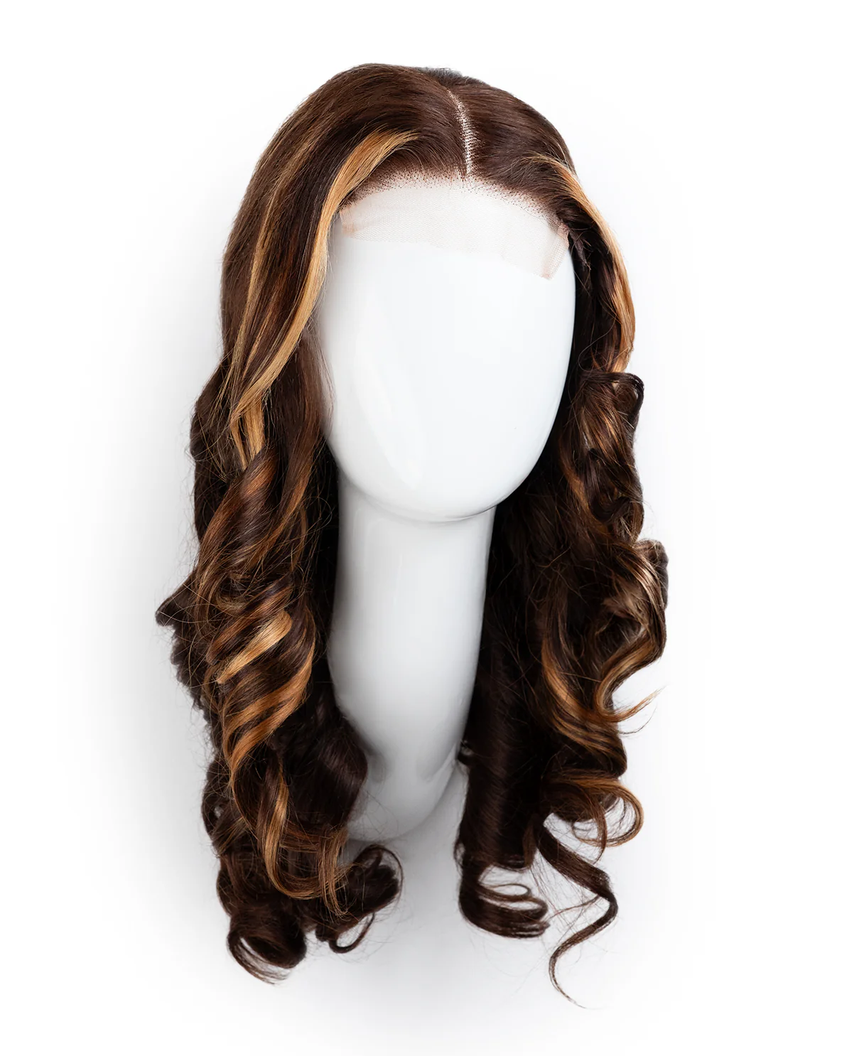 bouncy curls front lace wig - 18" bronde moneypiece. - Image 10