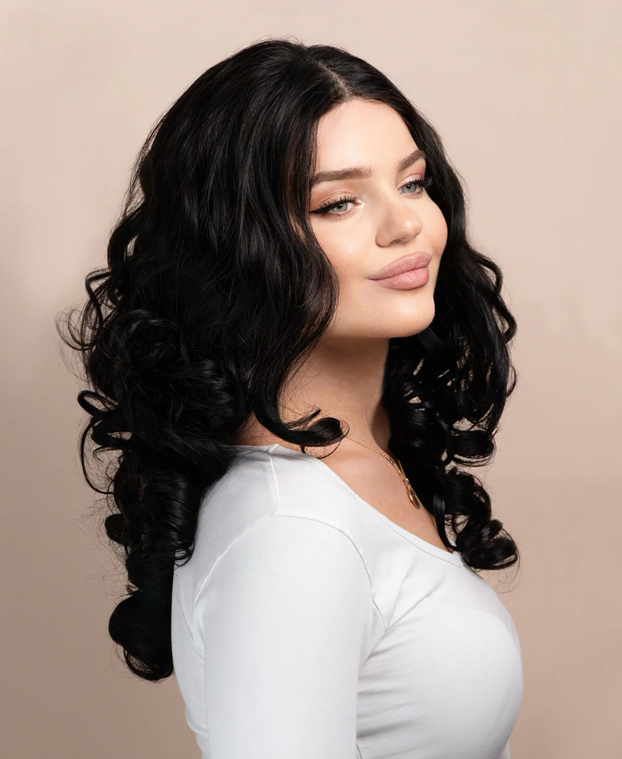 bouncy curls human wig - 18" natural black. - Image 4