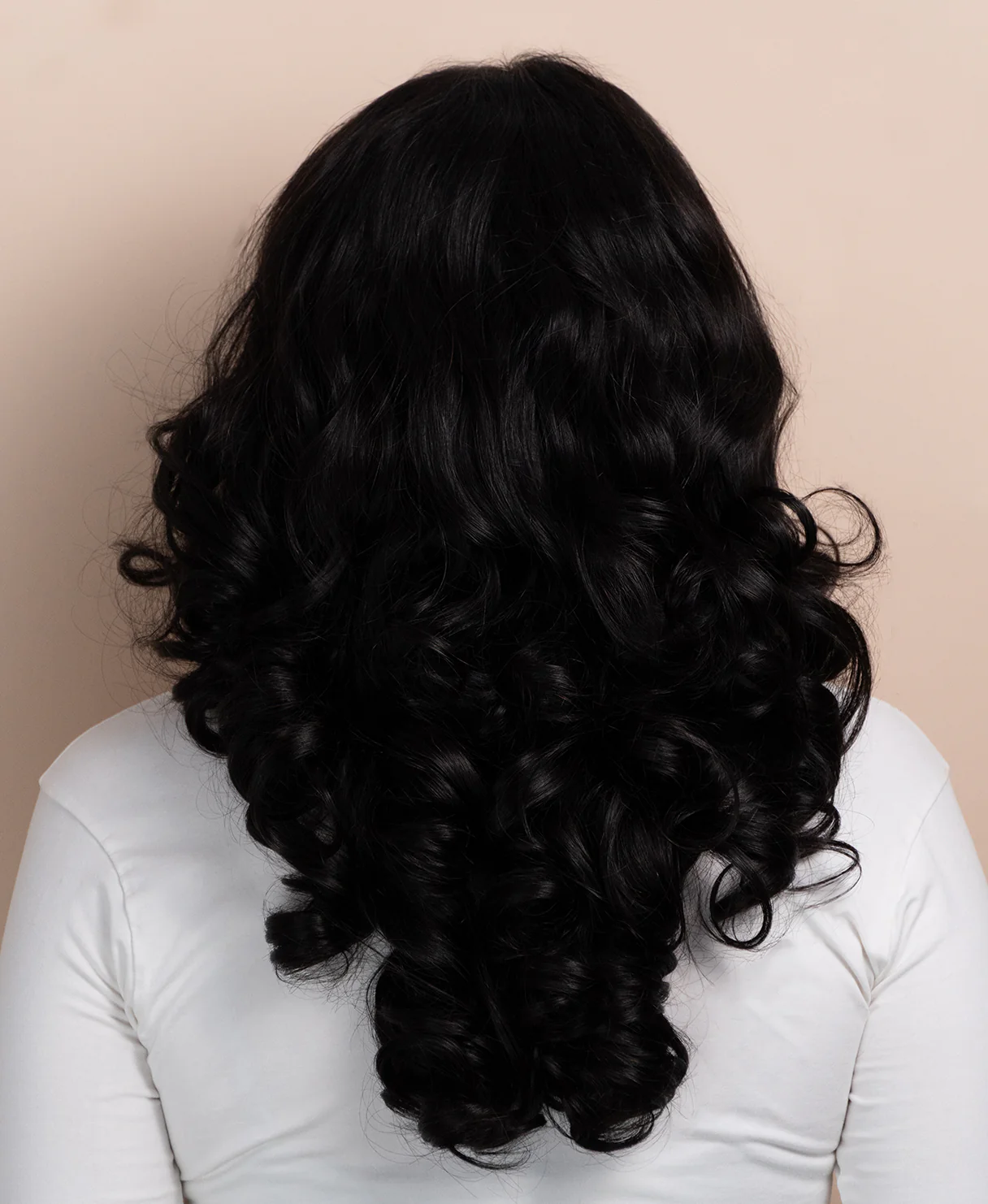 bouncy curls human wig - 18" natural black. - Image 5