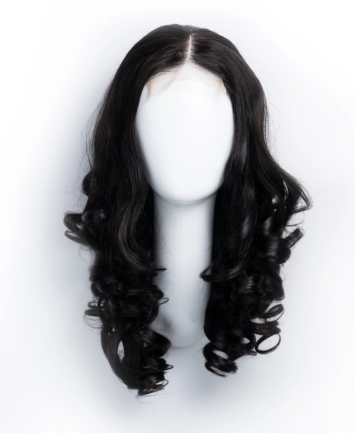 bouncy curls human wig - 18" natural black. - Image 6