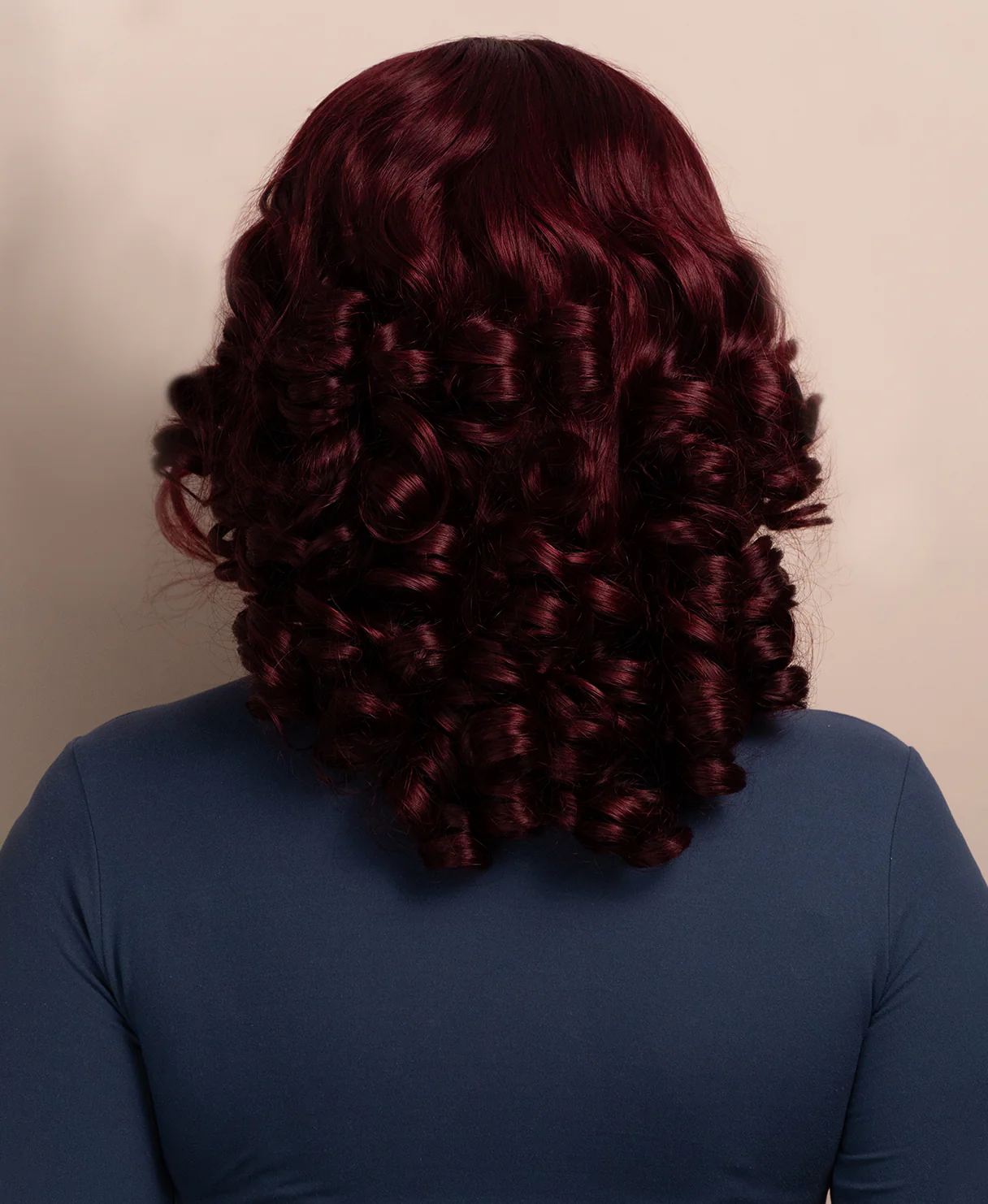 bouncy curls human wig - 14" dark red. - Image 5