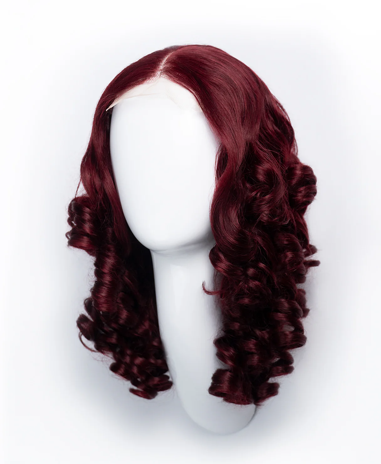bouncy curls human wig - 14" dark red. - Image 6