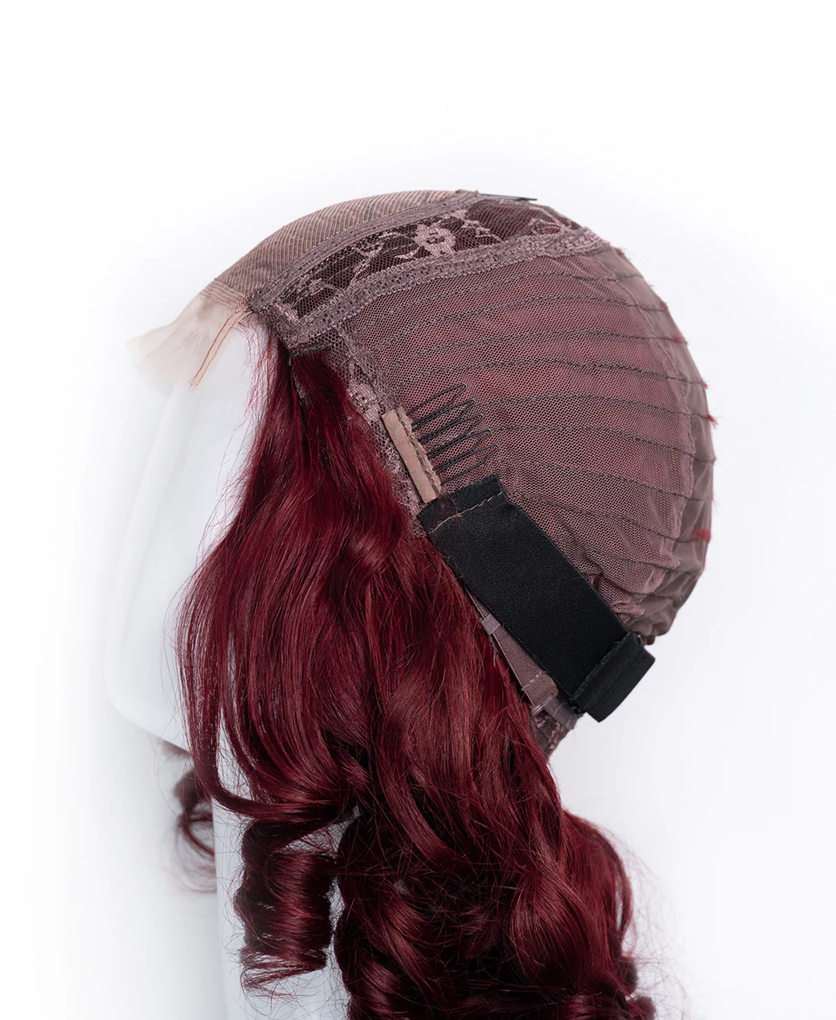 bouncy curls human wig - 14" dark red. - Image 9