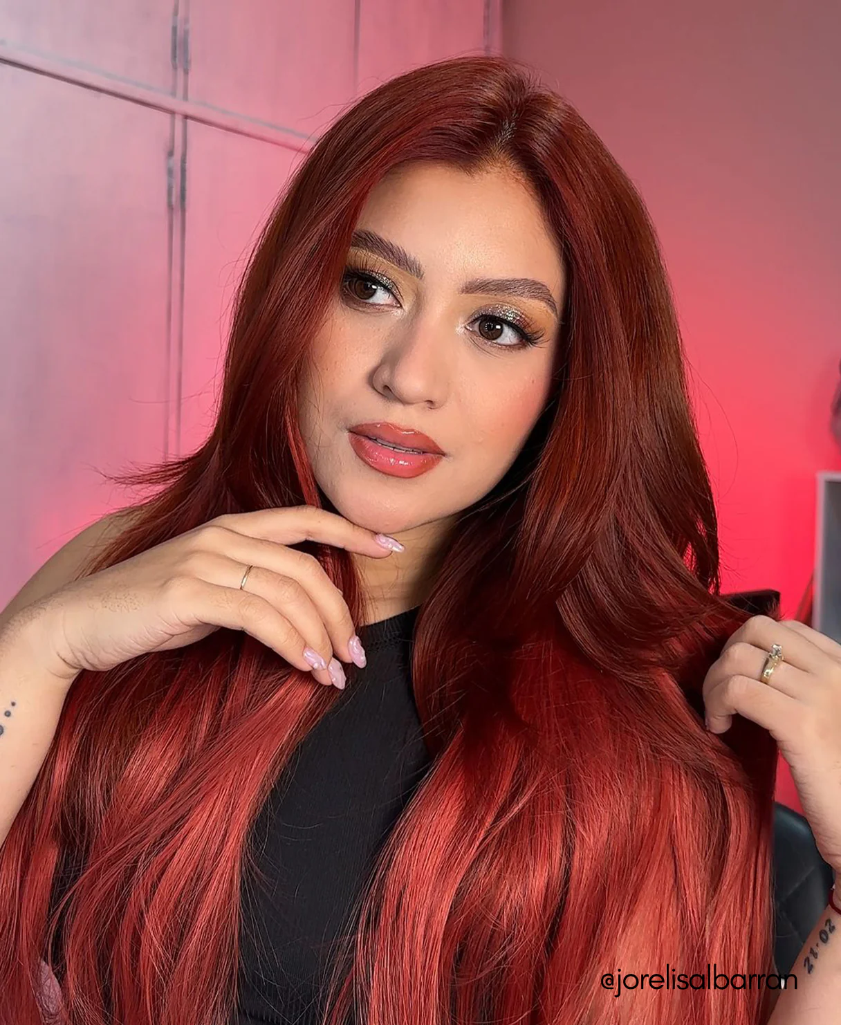 clip-in hair extensions ruby red. - Image 10
