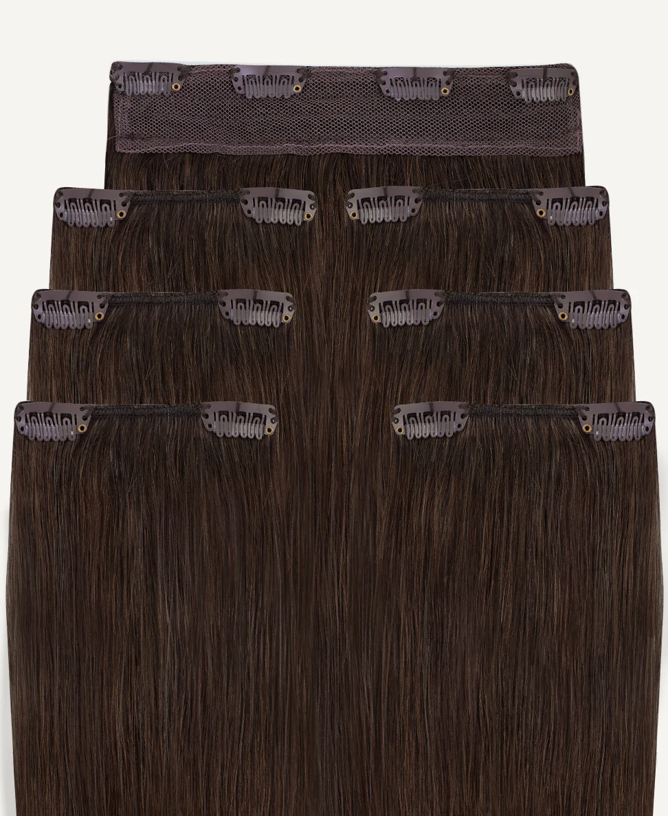 clip-in hair extensions medium brown. - Image 3