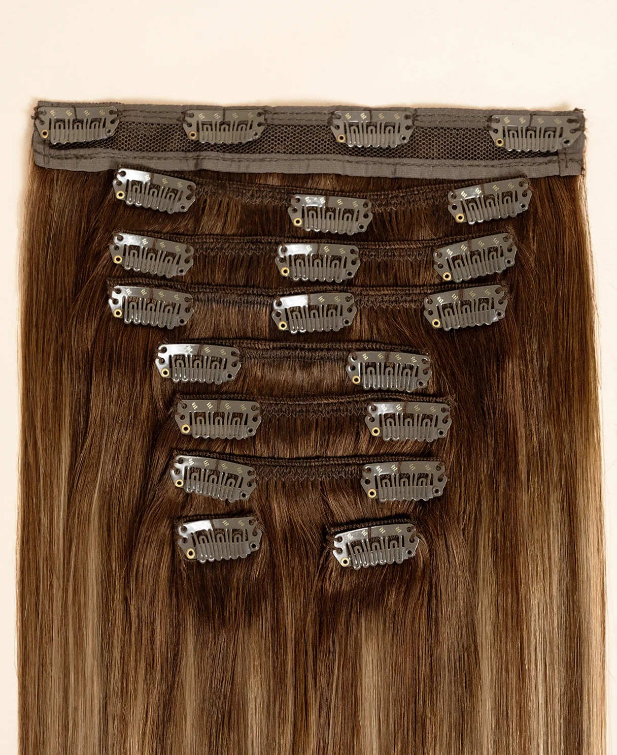 clip-in hair extensions rooted beige highlights. - Image 3
