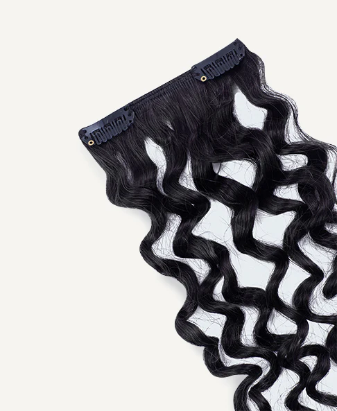 curly (3A curls) clip-in extensions jet black. - Image 6
