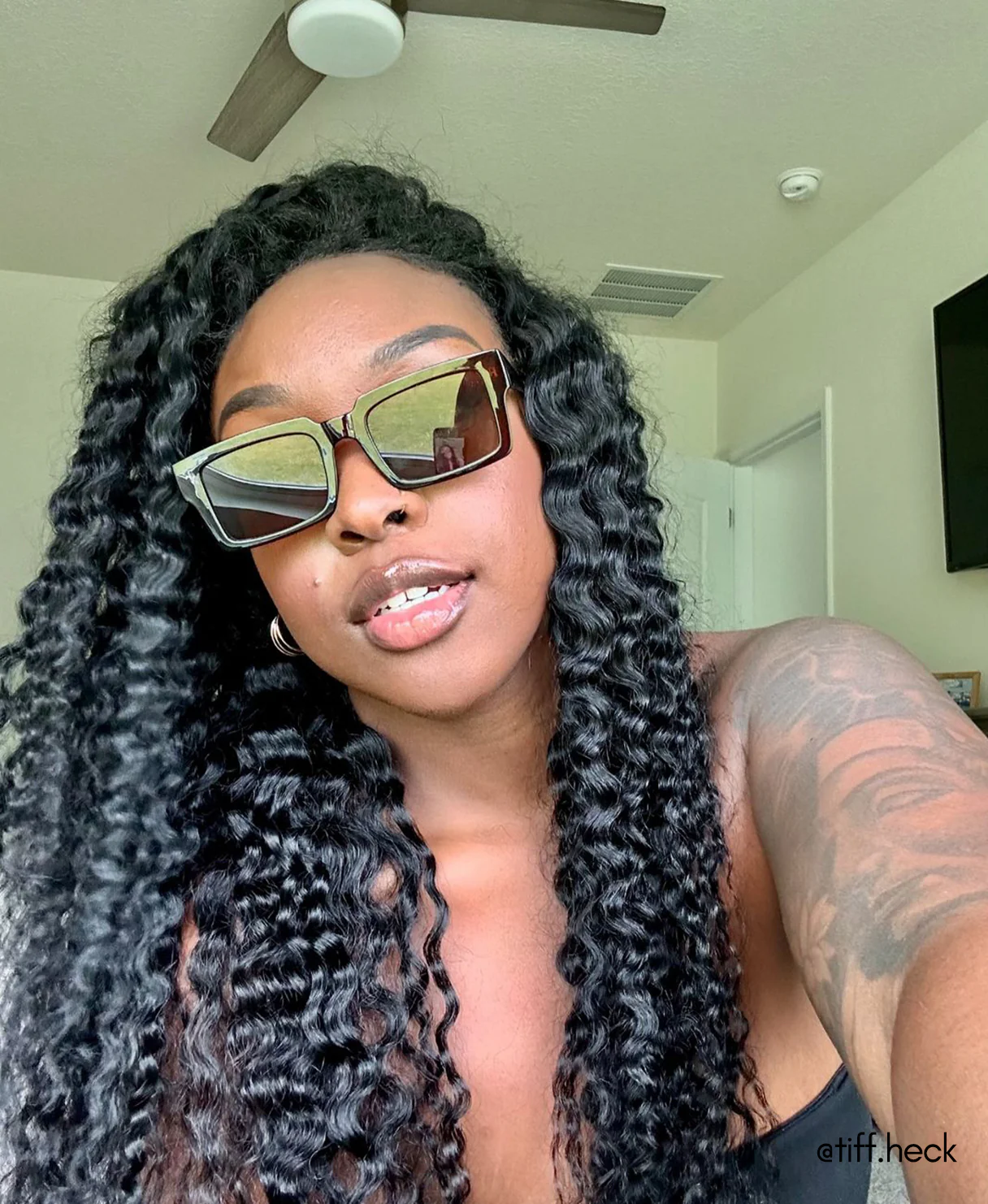 curly (3A curls) clip-in extensions jet black. - Image 8
