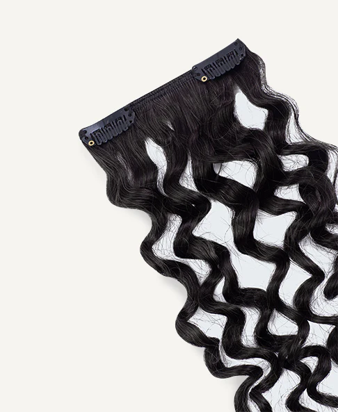 curly (3A curls) clip-in extensions natural black. - Image 4