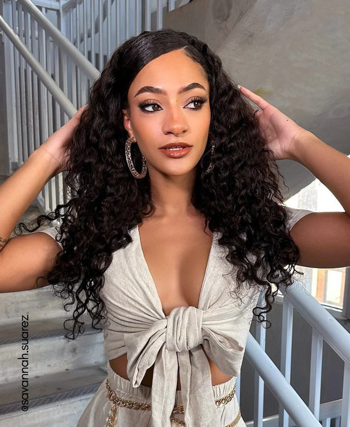 curly (3A curls) clip-in extensions chocolate brown. - Image 9