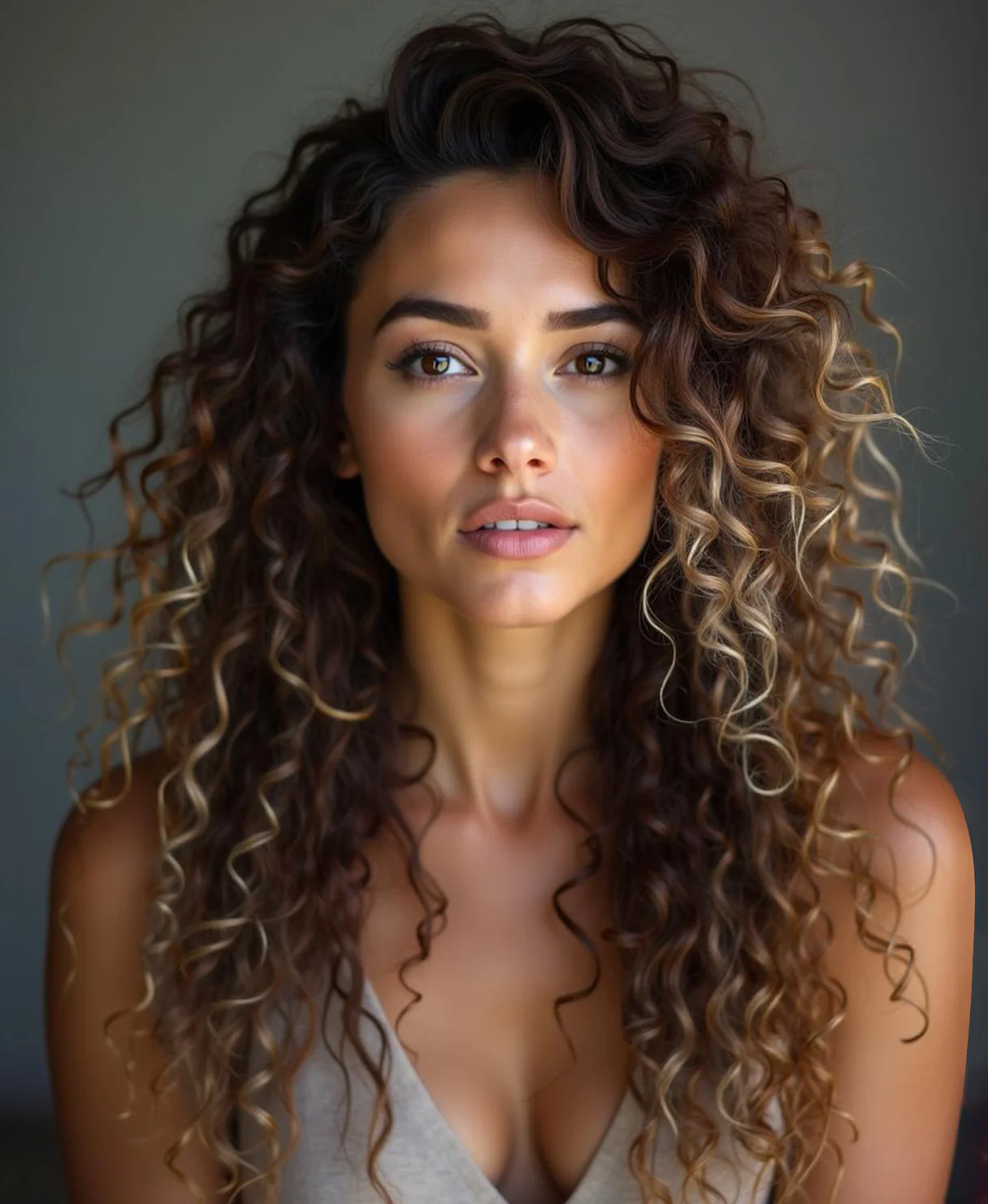 curly (3A curls) clip-in hair extensions ash brown balayage. - Image 7