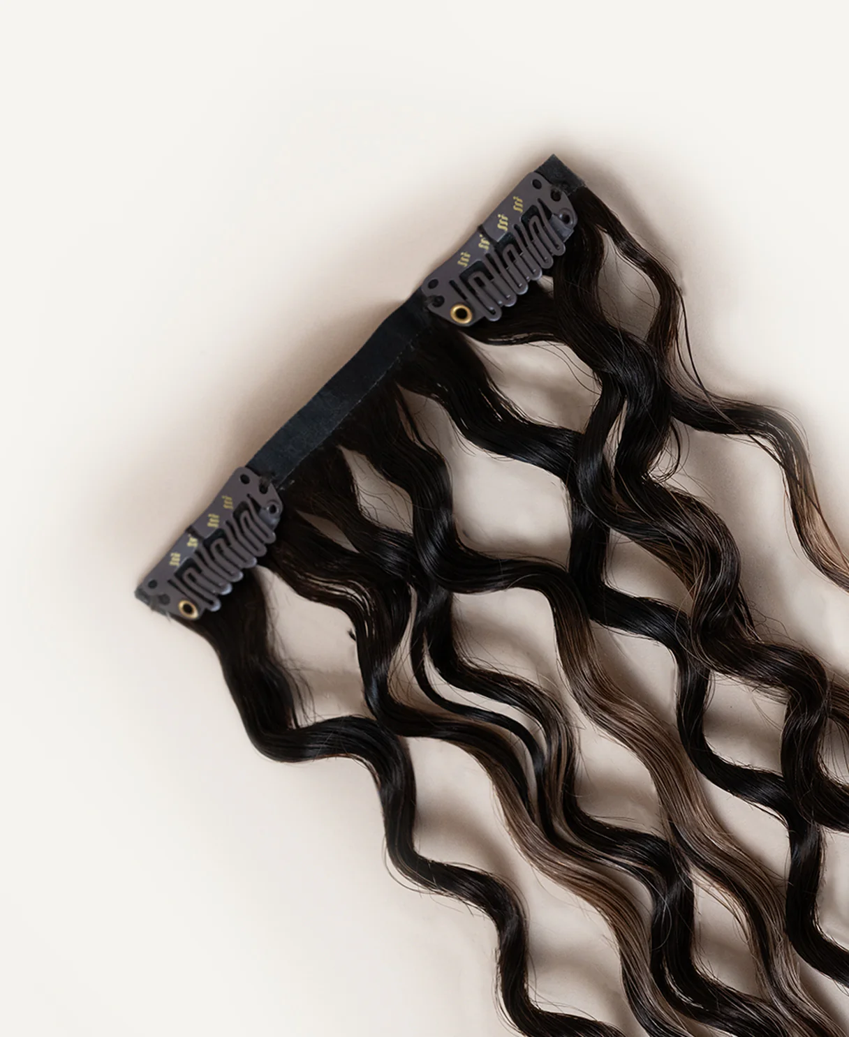 curly (3A curls) invisible clip-in hair extensions ash brown balayage. - Image 3