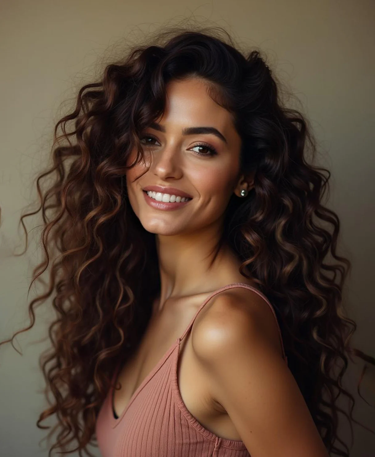 curly (3A curls) invisible clip-in hair extensions mocha balayage. - Image 9