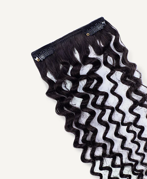 curly (3C curls) clip-in extensions #1 jet black. - Image 5