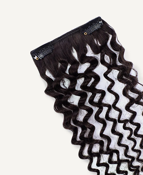 curly (3C curls) clip-in extensions #1b natural black. - Image 5