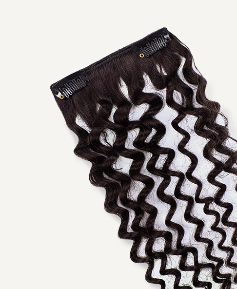 curly (3C curls) clip-in extensions #2 chocolate brown. - Image 5