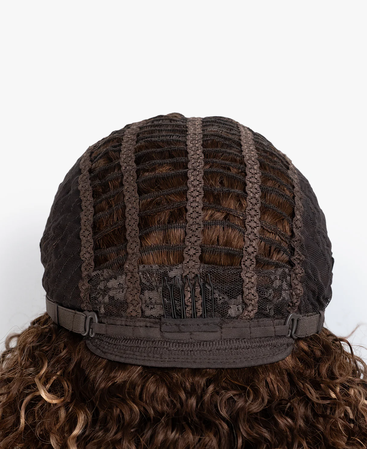 curly human hair wig with bangs - 10" brown balayage. - Image 8