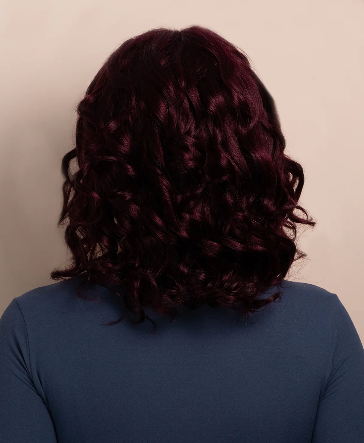 curly human wig - 12" dark red. - Image 6