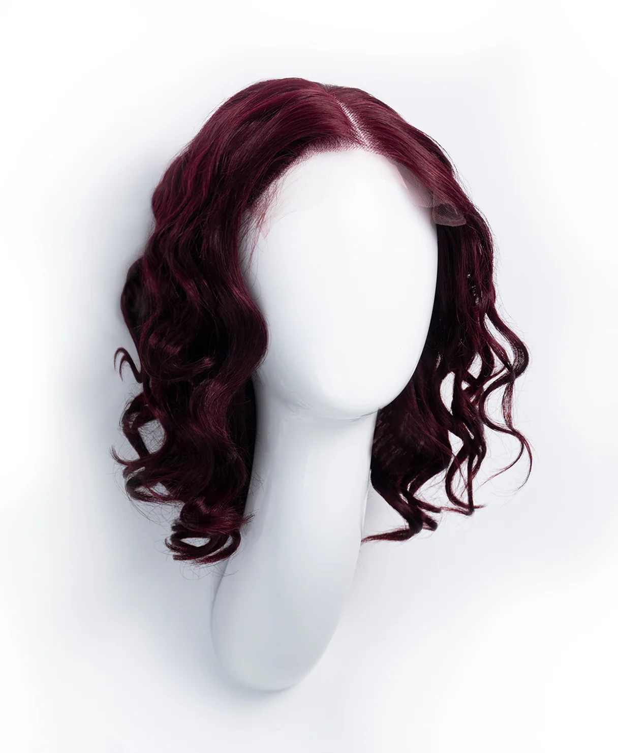 curly human wig - 12" dark red. - Image 8