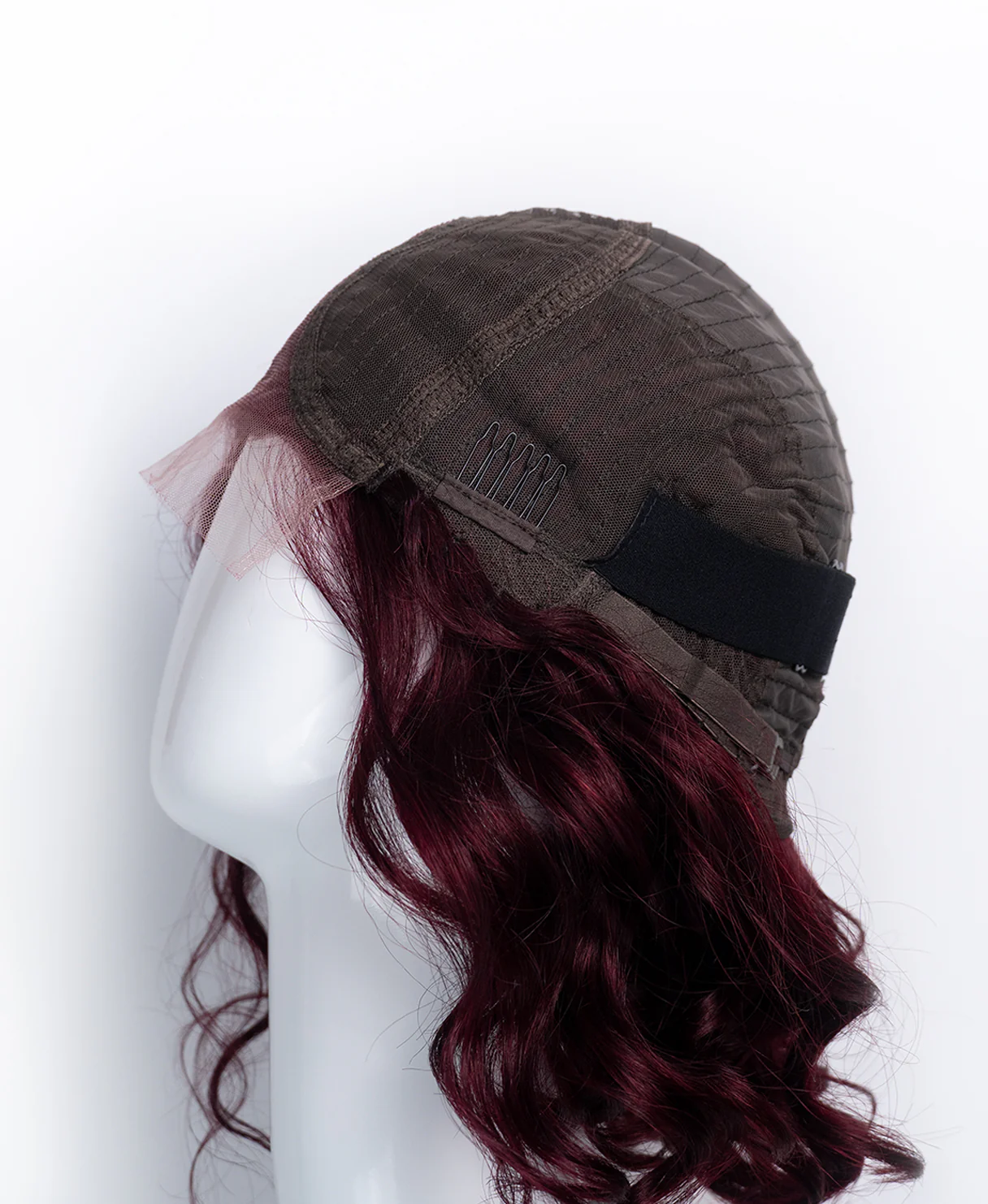 curly human wig - 12" dark red. - Image 9