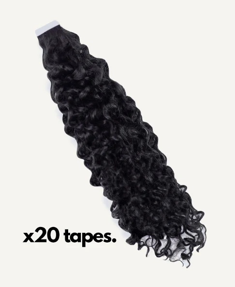 curly tape-in hair extensions jet black. - Image 3