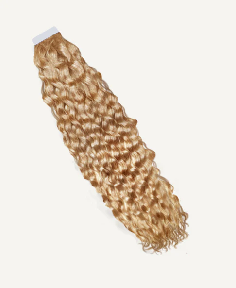 curly tape-in hair extensions medium blonde. - Image 3