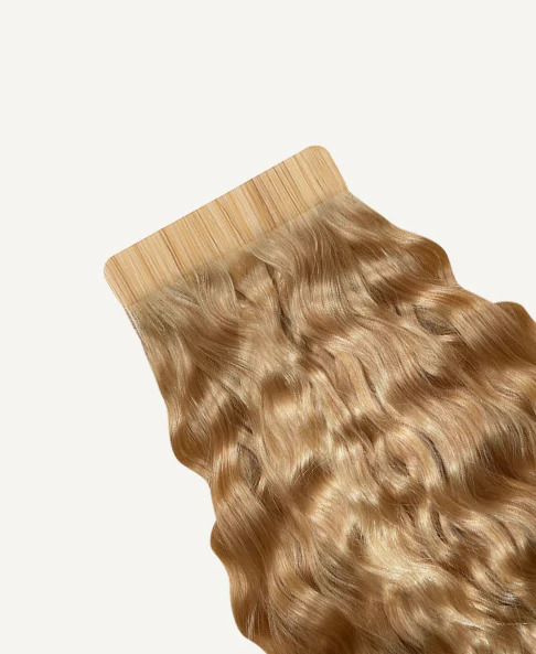 curly tape-in hair extensions medium blonde. - Image 4