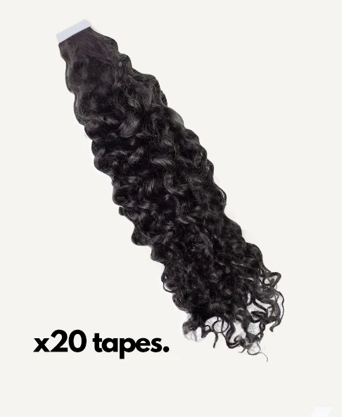 curly tape-in hair extensions natural black. - Image 3