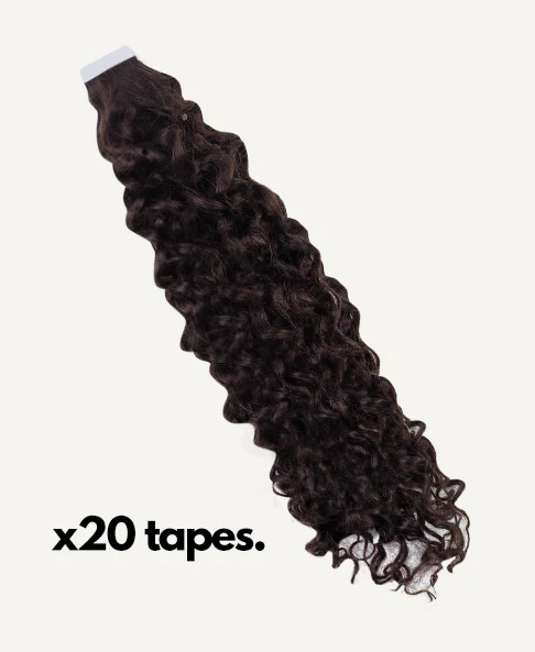curly tape-in hair extensions chocolate brown. - Image 3