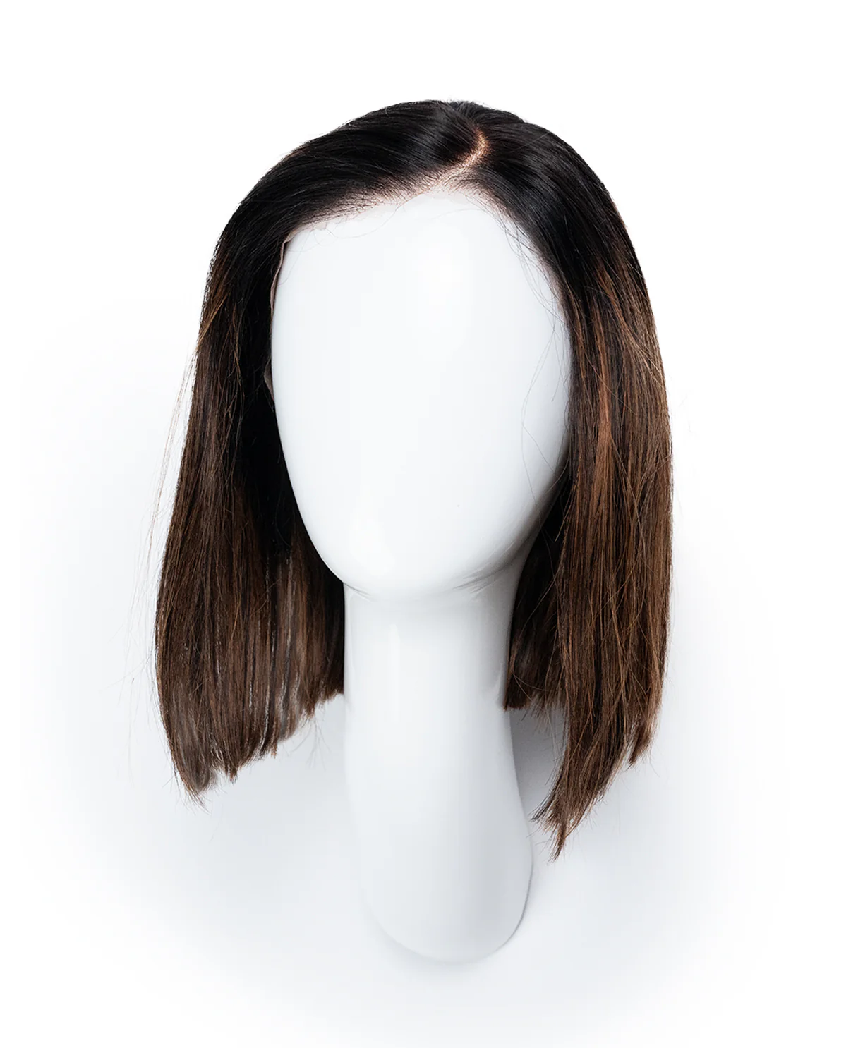 lace front bob human wig - 10" rooted brown highlights. - Image 5