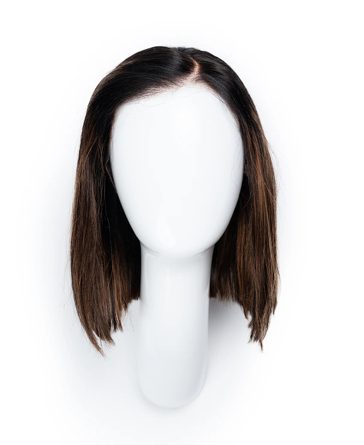 lace front bob human wig - 10" rooted brown highlights. - Image 6
